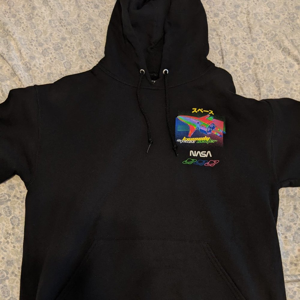 NASAスペース Mens Black hoodie